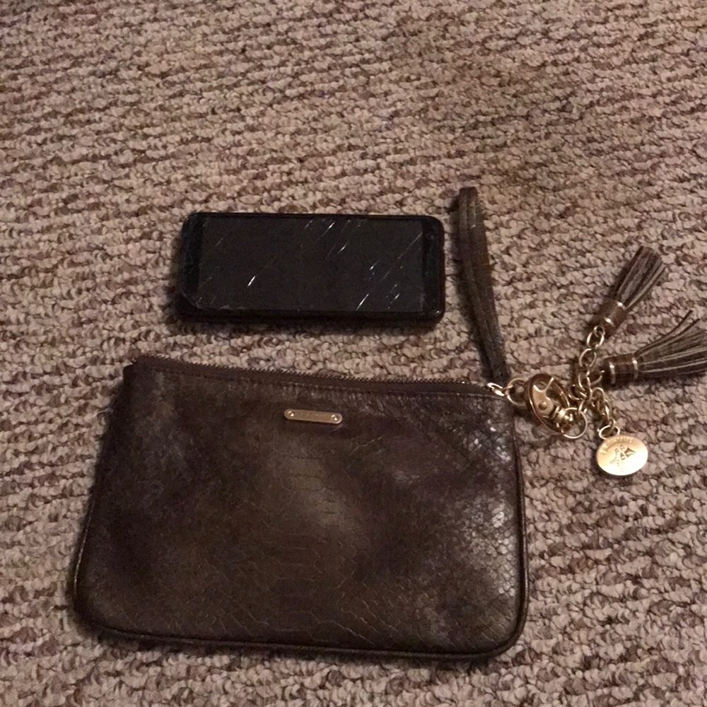 Brown faux snakeskin Brahmin wristlet new never used